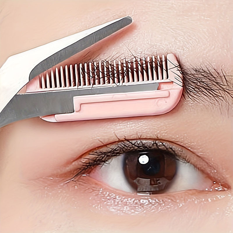 Men'S Grooming Makeup - مجموعة مقص ومشط لتشذيب الحواجب من