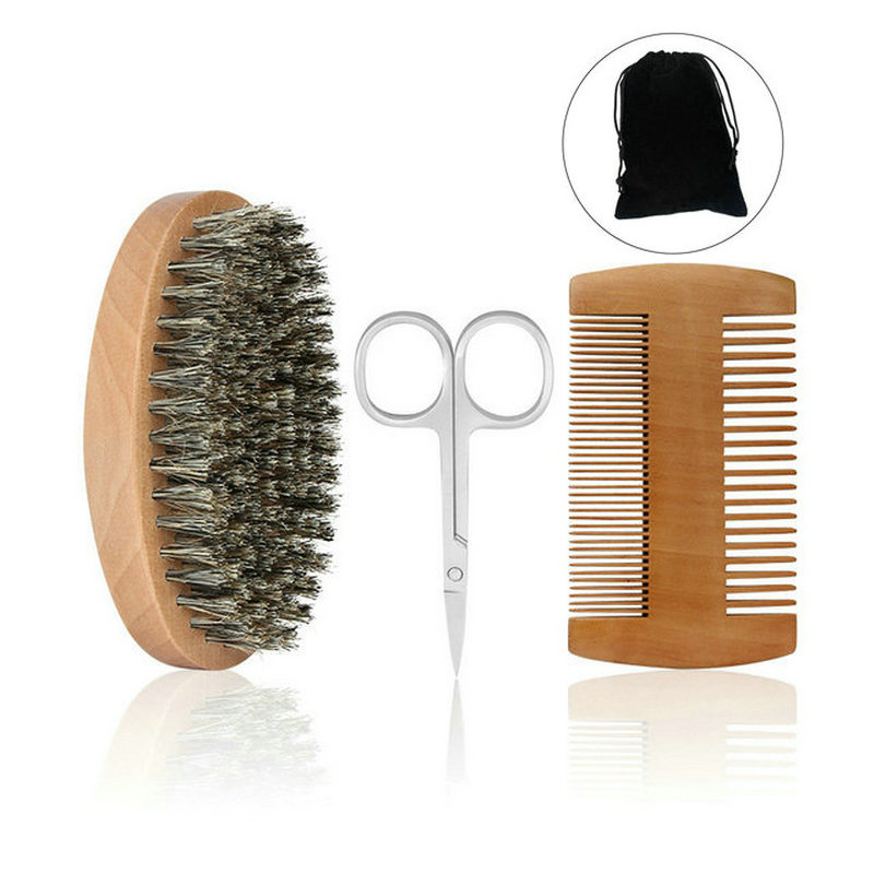 Mens Grooming Kit Bag - المهنية لينة الخنزير الخشن اللحية فرشاة