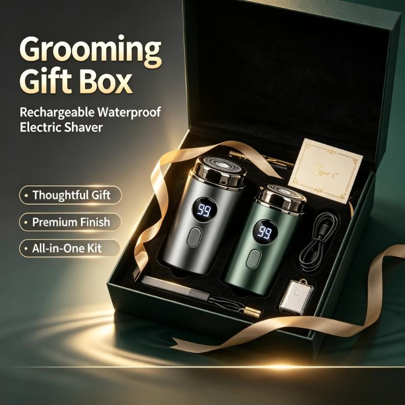 Mens Grooming Box - ماكينة حلاقة كهربائية قابلة لإعادة الشحن